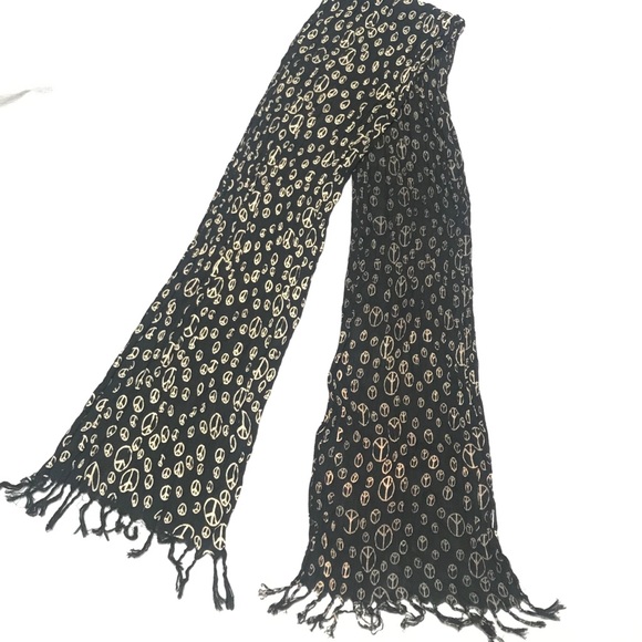 Peace Sign Fringe Scarf - Picture 3 of 3